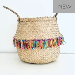 Rackhams Rainbow tassel trim basket - Large - thumbnail 1