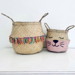 Rackhams Rainbow tassel trim basket - Large - thumbnail 2