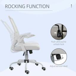 Rackhams Mesh Office Chair, Computer Desk Chair with Flip-up Armrests, Lumbar Back Support and Swivel Wheels, White - thumbnail 5
