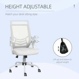 Rackhams Mesh Office Chair, Computer Desk Chair with Flip-up Armrests, Lumbar Back Support and Swivel Wheels, White - thumbnail 4