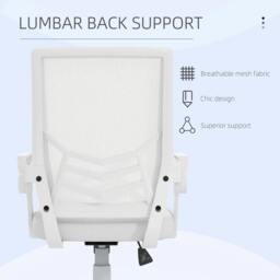 Rackhams Mesh Office Chair, Computer Desk Chair with Flip-up Armrests, Lumbar Back Support and Swivel Wheels, White - thumbnail 6