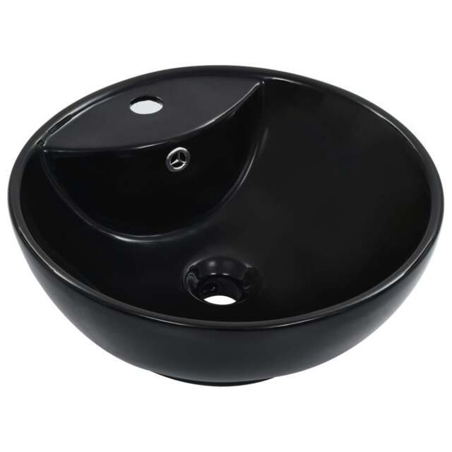 Rackhams Wash Basin with Overflow 46.5x18 cm Ceramic Black - Ceramic