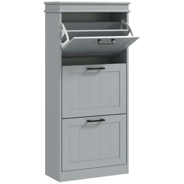 Rackhams Three-Drawer Minimalistic Shoe Cabinet - Grey