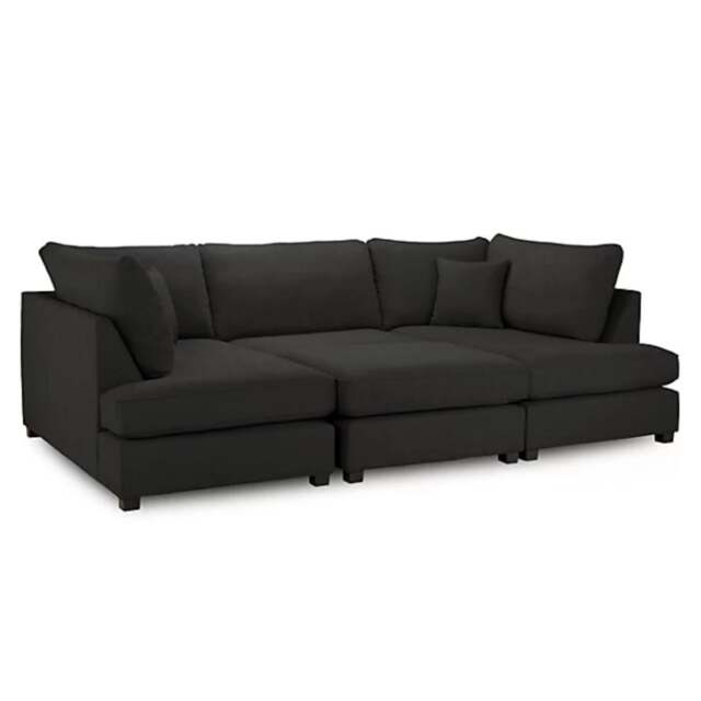 Rackhams Havana U Shape Cinema Sofa Plush Velvet Black - Black - image 1