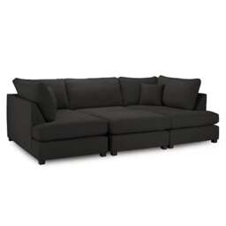 Rackhams Havana U Shape Cinema Sofa Plush Velvet Black - Black - thumbnail 1