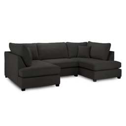 Rackhams Havana U Shape Cinema Sofa Plush Velvet Black - Black - thumbnail 2