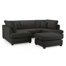 Rackhams Havana U Shape Cinema Sofa Plush Velvet Black - Black - thumbnail 3