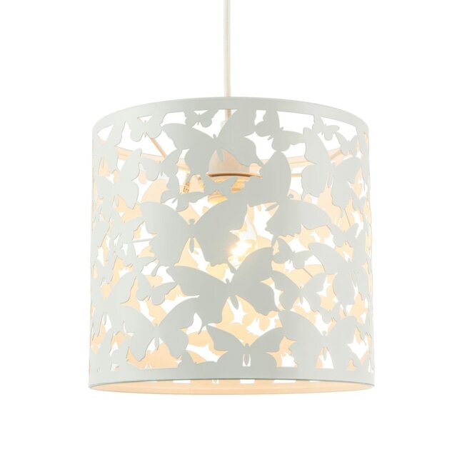 Rackhams Unique Butterfly Themed Pendant Ceiling Light Shade in Gloss White - image 1