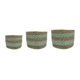 Rackhams Skalo Seagrass Lined Basket Aqua Set of 3 - thumbnail 2