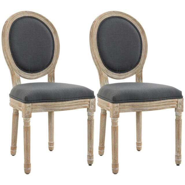 Rackhams Set of Two French-Inspired Wooden Dining Chairs - Grey - image 1