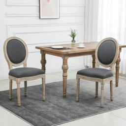 Rackhams Set of Two French-Inspired Wooden Dining Chairs - Grey - thumbnail 2