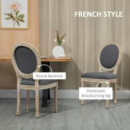 Rackhams Set of Two French-Inspired Wooden Dining Chairs - Grey - thumbnail 4