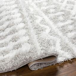 Rackhams Urban Shag-Geometric White Grey Soft Plush Pile Rug - 60 x 90 cm - thumbnail 5