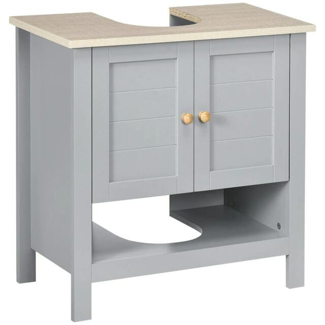 Rackhams Under Sink Cabinet, Bathroom Vanity Unit, Pedestal Under Sink Design, Storage Cupboard with Adjustable Shelf, Grey - Grey - image 1