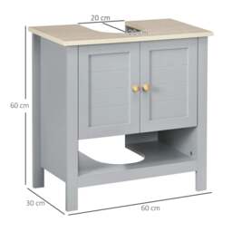 Rackhams Under Sink Cabinet, Bathroom Vanity Unit, Pedestal Under Sink Design, Storage Cupboard with Adjustable Shelf, Grey - Grey - thumbnail 4