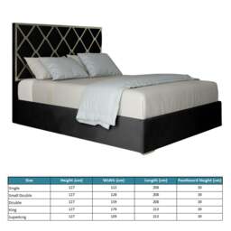 Rackhams Tammy Upholstered Soft Velvet Metal Bed Frame - Black - Blue - Single - thumbnail 5