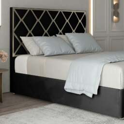 Rackhams Tammy Upholstered Soft Velvet Metal Bed Frame - Black - Blue - Single - thumbnail 3
