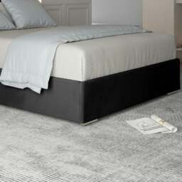 Rackhams Tammy Upholstered Soft Velvet Metal Bed Frame - Black - Blue - Single - thumbnail 4