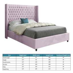 Rackhams Volta Straight Winged Upholstered Soft Velvet Bed Frame - Pink - Pink - Small double - thumbnail 4