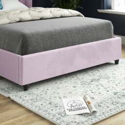 Rackhams Volta Straight Winged Upholstered Soft Velvet Bed Frame - Pink - Pink - Small double - thumbnail 3