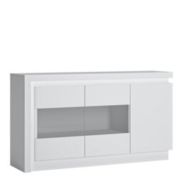 Rackhams Lyon 3 door glazed sideboard (including LED lighting) in White and High Gloss - White - 157.7 - 1 - thumbnail 1