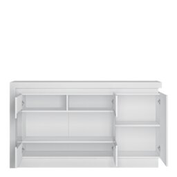 Rackhams Lyon 3 door glazed sideboard (including LED lighting) in White and High Gloss - White - 157.7 - 1 - thumbnail 2