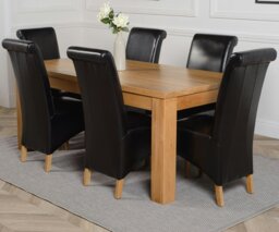 Rackhams Dakota Large Oak Dining Table with Montana Leather Chairs - 6 chairs - Burgundy - thumbnail 4