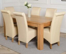 Rackhams Dakota Large Oak Dining Table with Montana Leather Chairs - 6 chairs - Burgundy - thumbnail 3