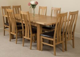 Rackhams Seattle Oak Extending Dining Table with Princeton Oak Chairs - Natural Oak - 8 chairs