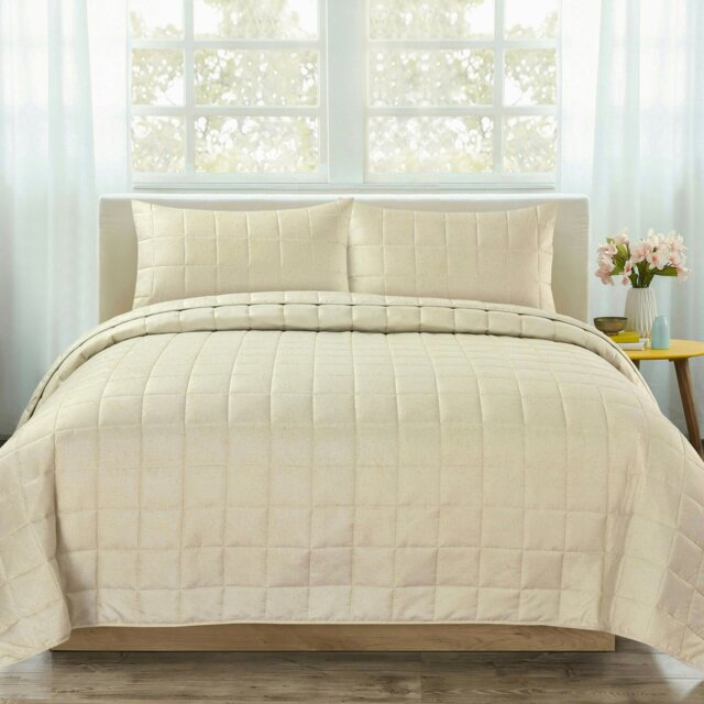 Rackhams Nolan Quilted Bedspread Set - Cream - Double - image 1