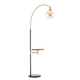 Rackhams Lightsin Modern Adjustable Arc Floor Lamp with Wood Tray - thumbnail 3