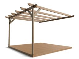 Rackhams Wall Mounted Pergola and Decking Kit Corbel Design - Rustic Brown - 2.4m x 2.4m - thumbnail 6