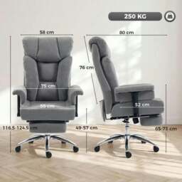 Rackhams Big and Tall Office Chair, 250 kg Heavy Duty Executive Desk Chair with Adjustable Armrests and High Back, Dark Grey - Dark Grey - thumbnail 3
