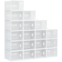 Rackhams 18PCS Clear Shoe Box, Plastic Stackable Shoe Storage Box for UK/EU Size up to 12/46 with Magnetic Door for Women/Men, 28 x 36 x 21 cm - thumbnail 1
