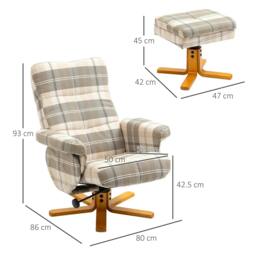 Rackhams Linen Swivel Recliner Chair with Footstool, Wooden Base and Storage for Living Room, Multicolour - thumbnail 3