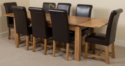 Rackhams Richmond Large Oak Extending Dining Table with Washington Leather Chairs - 6 chairs - Ivory - thumbnail 3
