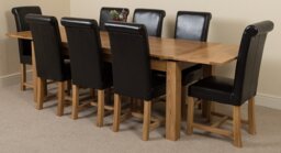 Rackhams Richmond Large Oak Extending Dining Table with Washington Leather Chairs - 6 chairs - Ivory - thumbnail 5