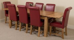 Rackhams Richmond Large Oak Extending Dining Table with Washington Leather Chairs - 6 chairs - Ivory - thumbnail 2