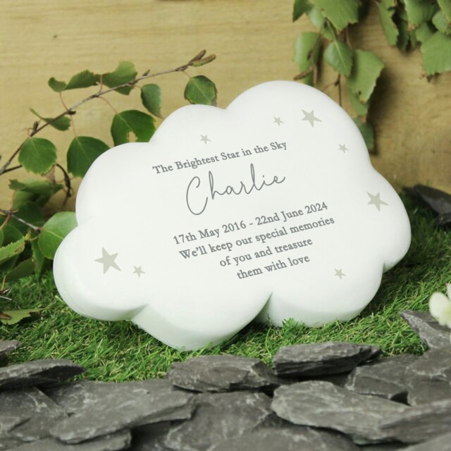 Rackhams Personalised Cloud Resin Memorial Garden Ornament - image 1