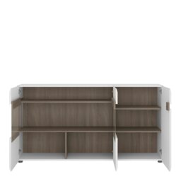 Rackhams Chelsea 3 Door Glazed Sideboard  in White with Oak Trim - White & Oak - 164 - 1 - thumbnail 2