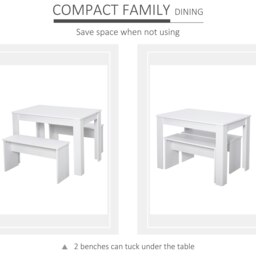 Rackhams 3 Pcs Modern Dining Table Set w/ Table 2 Bench Seats Compact Kitchen Home - thumbnail 3