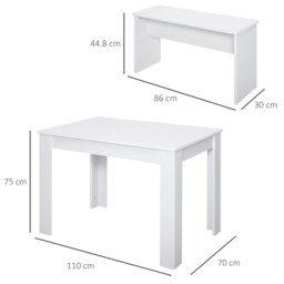 Rackhams 3 Pcs Modern Dining Table Set w/ Table 2 Bench Seats Compact Kitchen Home - thumbnail 5