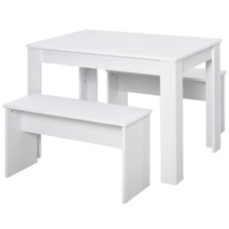 Rackhams 3 Pcs Modern Dining Table Set w/ Table 2 Bench Seats Compact Kitchen Home - thumbnail 2