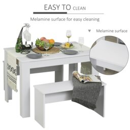 Rackhams 3 Pcs Modern Dining Table Set w/ Table 2 Bench Seats Compact Kitchen Home - thumbnail 4