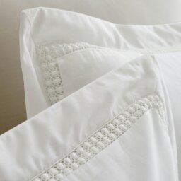 Rackhams Oxford Lace Trim 200 Thread Count Cotton Duvet Cover Set White - Single - White - thumbnail 3