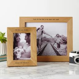 "Rackhams Personalised Solid Oak Picture Frame - 5x7"" - Engraved + Photo Print" - thumbnail 4