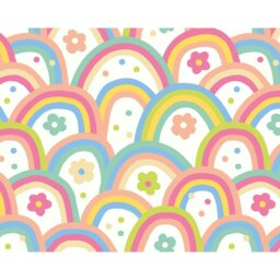 Rackhams Rainbow Wobble Wall Mural - Pink - Large - W350cm x H280cm - thumbnail 2