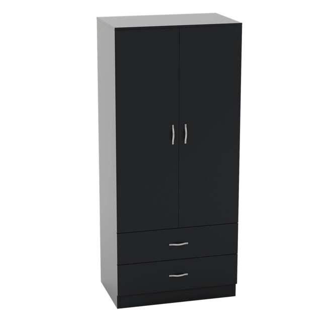 Rackhams Riano 2 Door 2 Drawer Wardrobe - Black - image 1