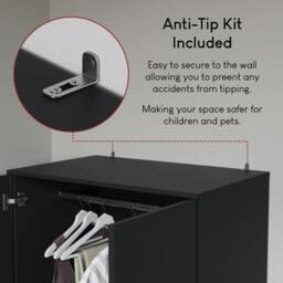 Rackhams Riano 2 Door 2 Drawer Wardrobe - Black - thumbnail 4