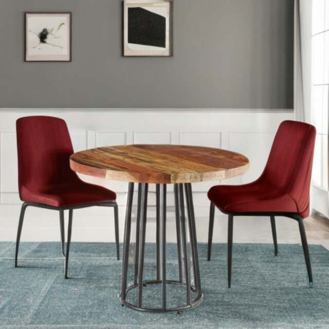 Rackhams Dahila Reclaimed Boat Wood Round Dining Table - Wood - 90CM X 90CM X 78CM  (LXDXH) - Dining Table - image 1